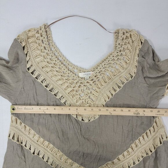 Umgee Women's Shirt Boho Embroidered Size XL Sheer cotton polyester blend long - Picture 7 of 9